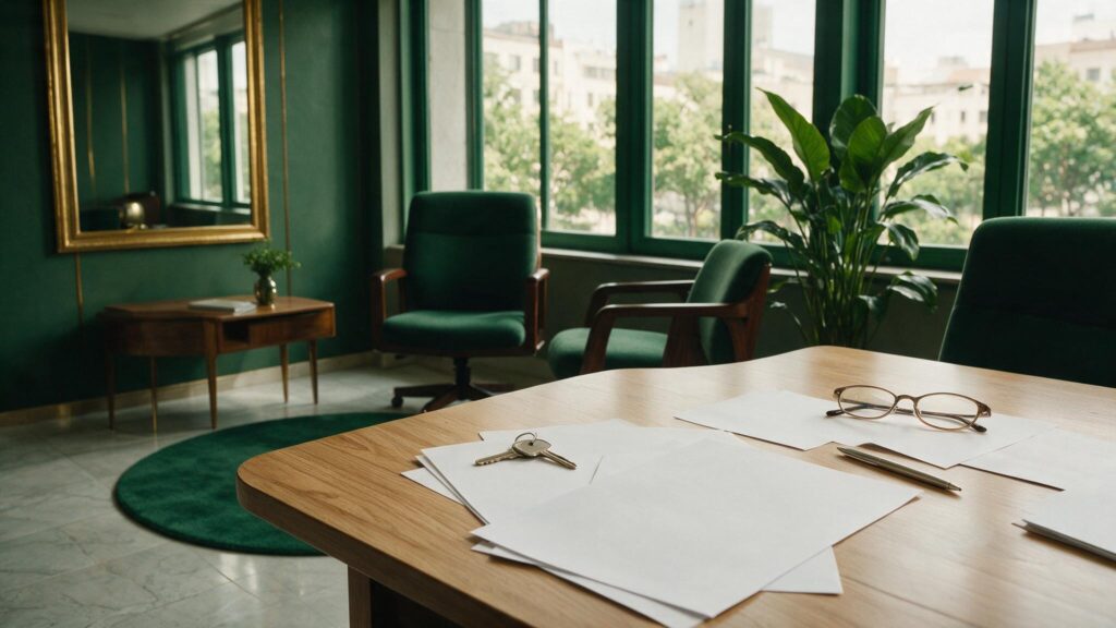 Mesa de escritório com papéis em branco para análise de quem tem direito à herança